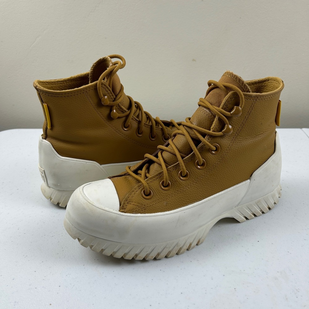 Converse Run Star Hike Hi Boots Women 7 Wheat Leather Waterproof 172348C
